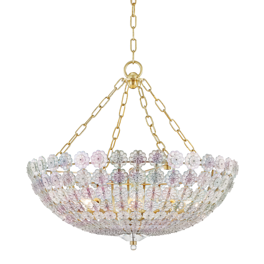 Floral Park Chandelier 25" - Aged Brass