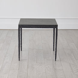 Forrester Side Table, Blackened/Flamed Marble