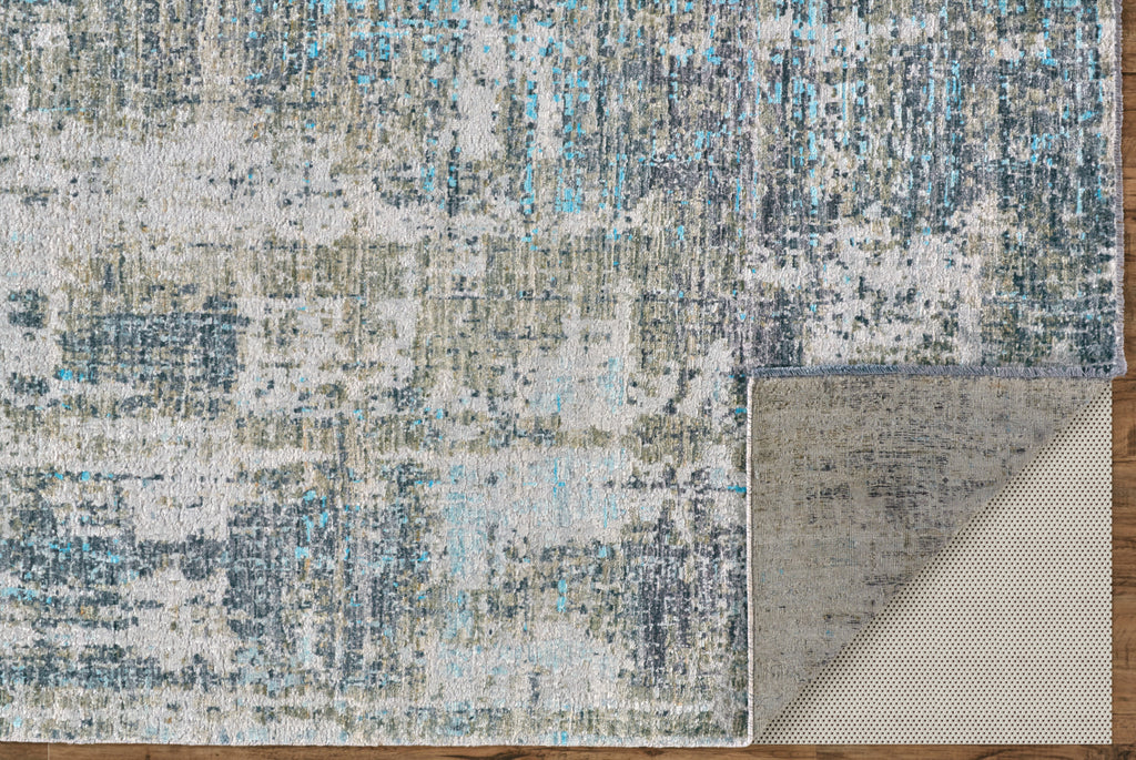 Wexford Modern Distressed Blue Gray Ivory Area Rug (8'6" x 11'6")