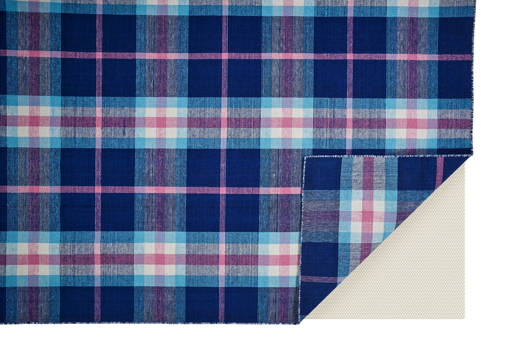 Crosby Transitional Plaid Blue Pink White Area Rug (2' x 3')