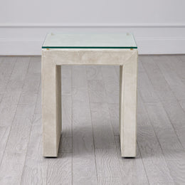 Posh Side Table, Parchment Suede