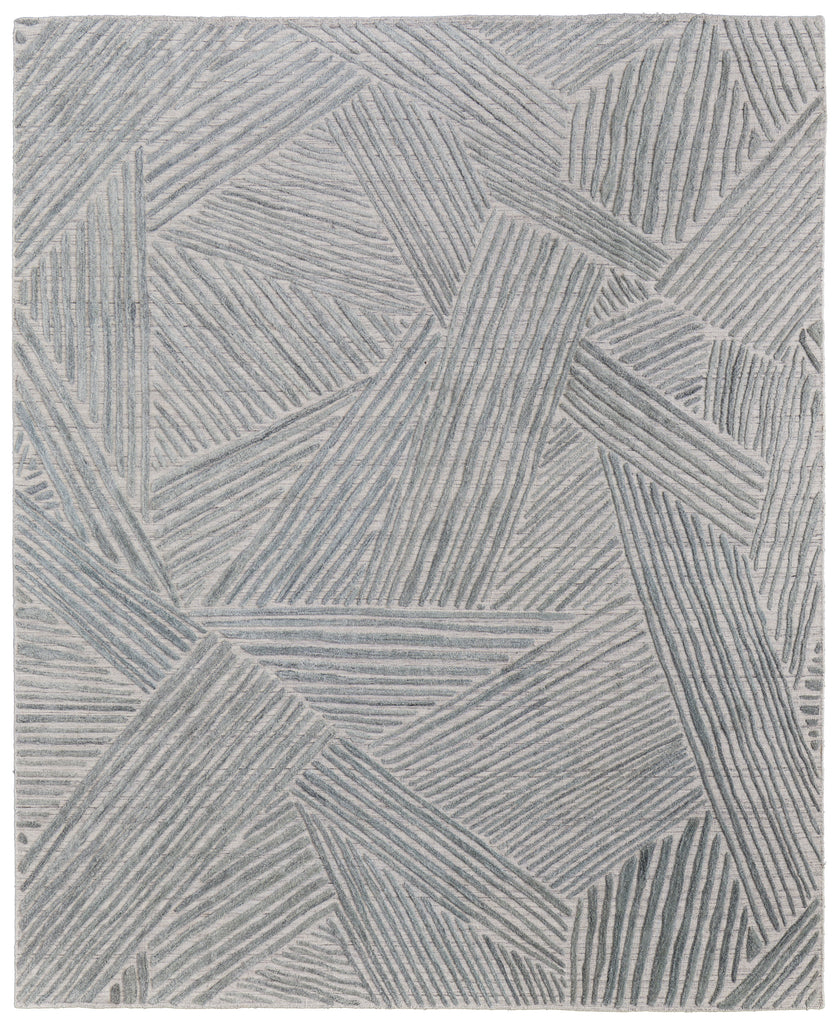 Elias Modern Abstract Green Ivory Tan Area Rug (10' x 14')