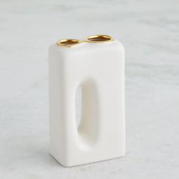 Oh Yes Vase : Oh Yes Vase (Large / Matte White/Gold Rim)