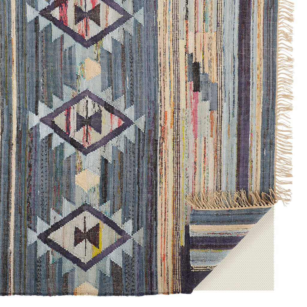 Ezra II Transitional Diamond Blue Purple Tan Area Rug (8' x 10')