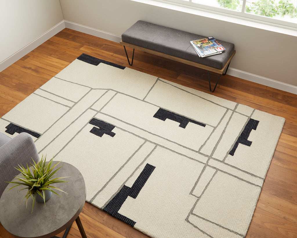 Maguire Transitional Abstract Ivory Gray Taupe Area Rug (9' x 12')