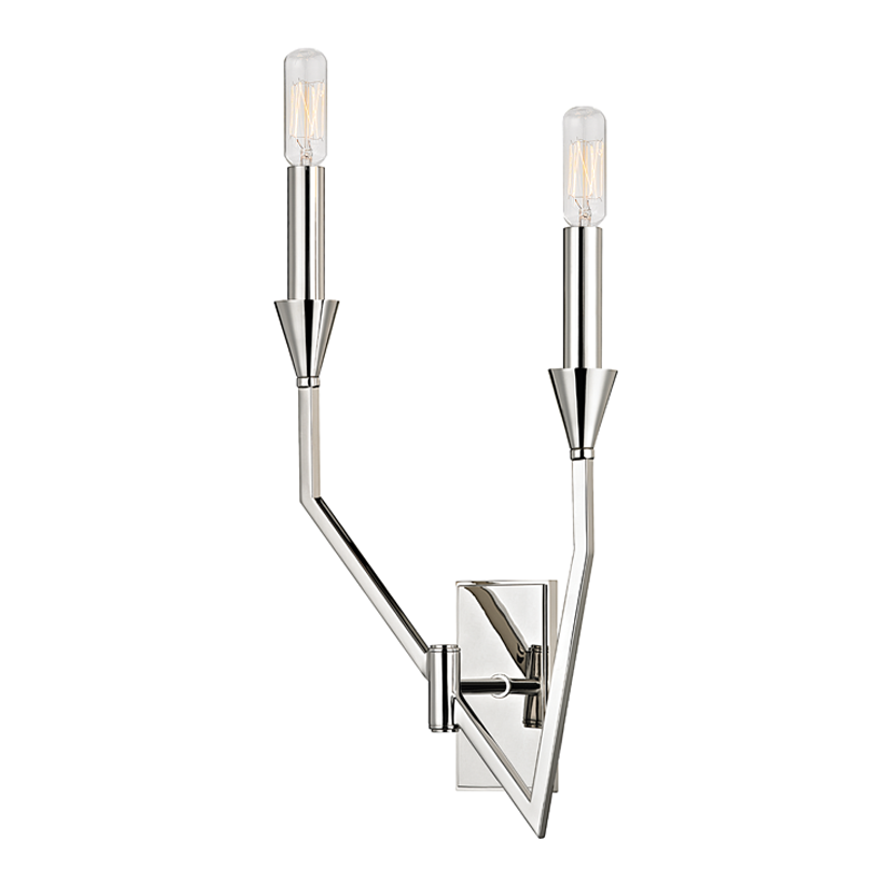 Archie Wall Sconce Left, 8" - Polished Nickel