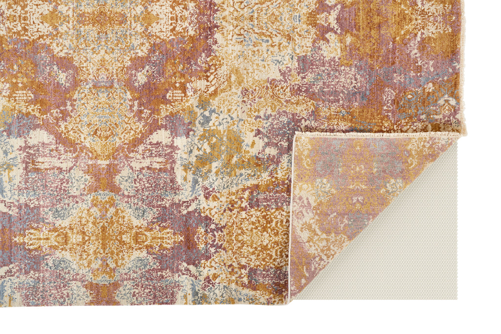 Dalia Luxe Modern Damask Yellow Brown Purple Area Rug (7'9" x 9'9")