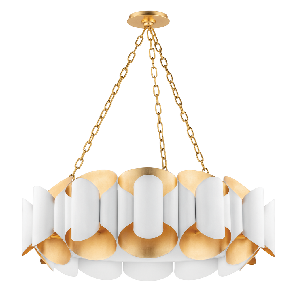 Banks Chandelier - Gold Leaf/White