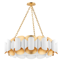 Banks Chandelier - Gold Leaf/White