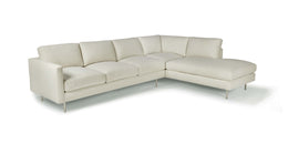 855 Design Classic Sectional In Beige Crypton Performance Fabric With Polished Stainless Steel Legs