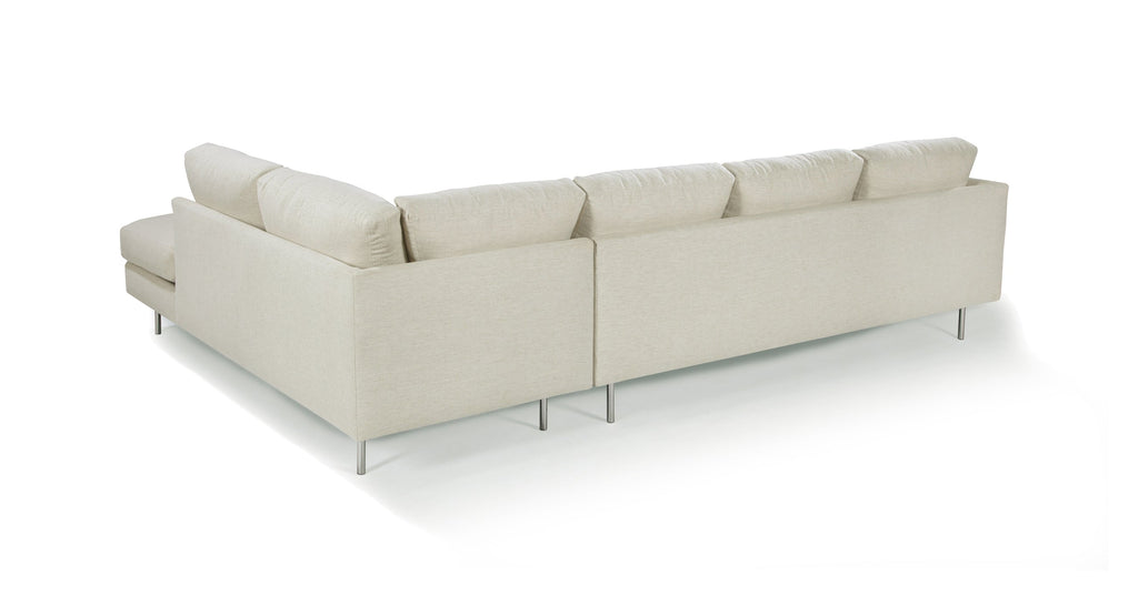 855 Design Classic Sectional In Beige Crypton Performance Fabric With Polished Stainless Steel Legs