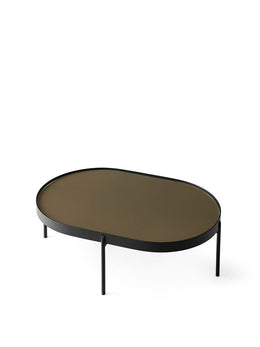 NoNo Table, Large, Black Steel Base, Brown Glass