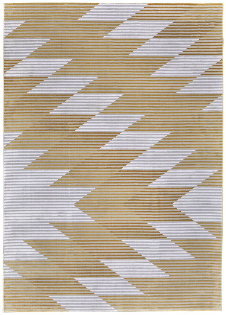 Marigold Modern Geometric Gold Gray White Area Rug (10'4" x 13'6")