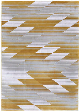 Marigold Modern Geometric Gold Gray White Area Rug (2'10" x 8')