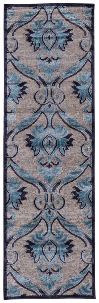 Saphir Yardley Modern Floral Botanical Tan Green Taupe Area Rug (2'6" x 8')