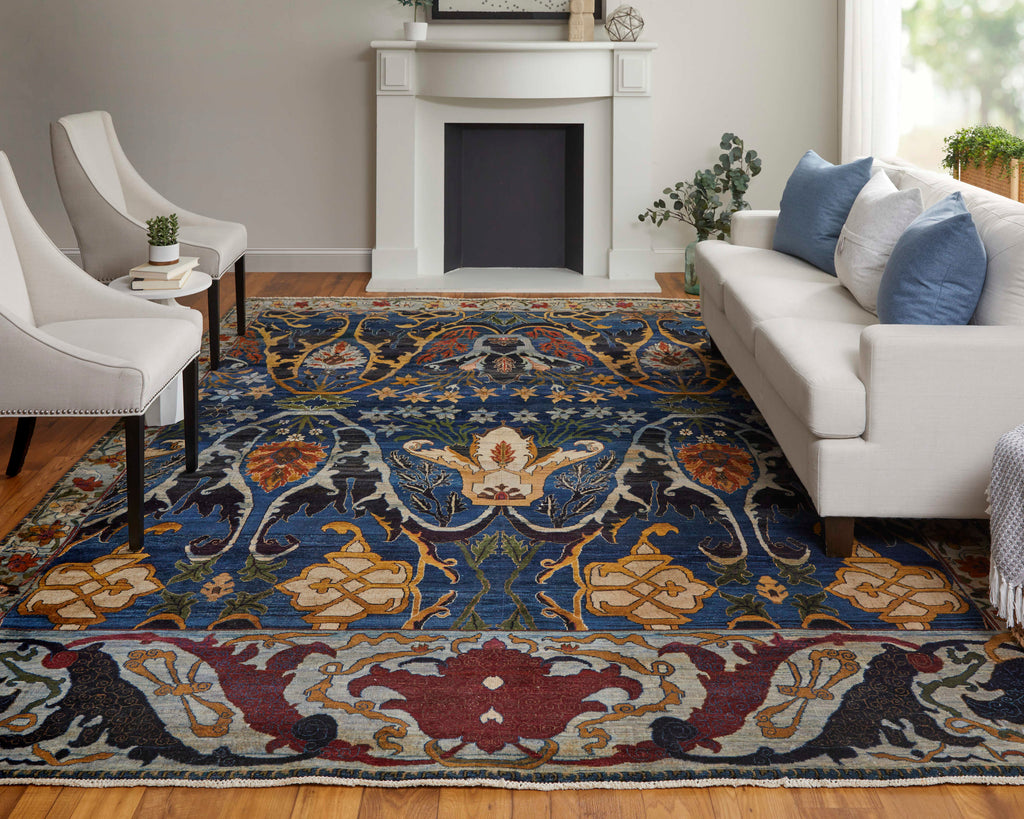 Killian Traditional Persian Blue Red Orange Area Rug (11'6" x 15')