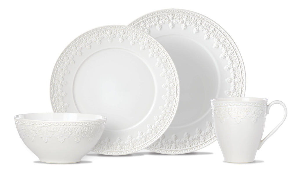 Chelse Muse Fleur White 4 Piece Place Setting