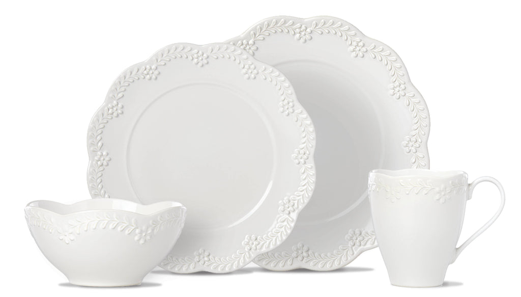 Chelse Muse Floral White 4 Piece Place Setting