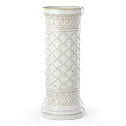 Global Tapestry Pillar Candleholder White 12"