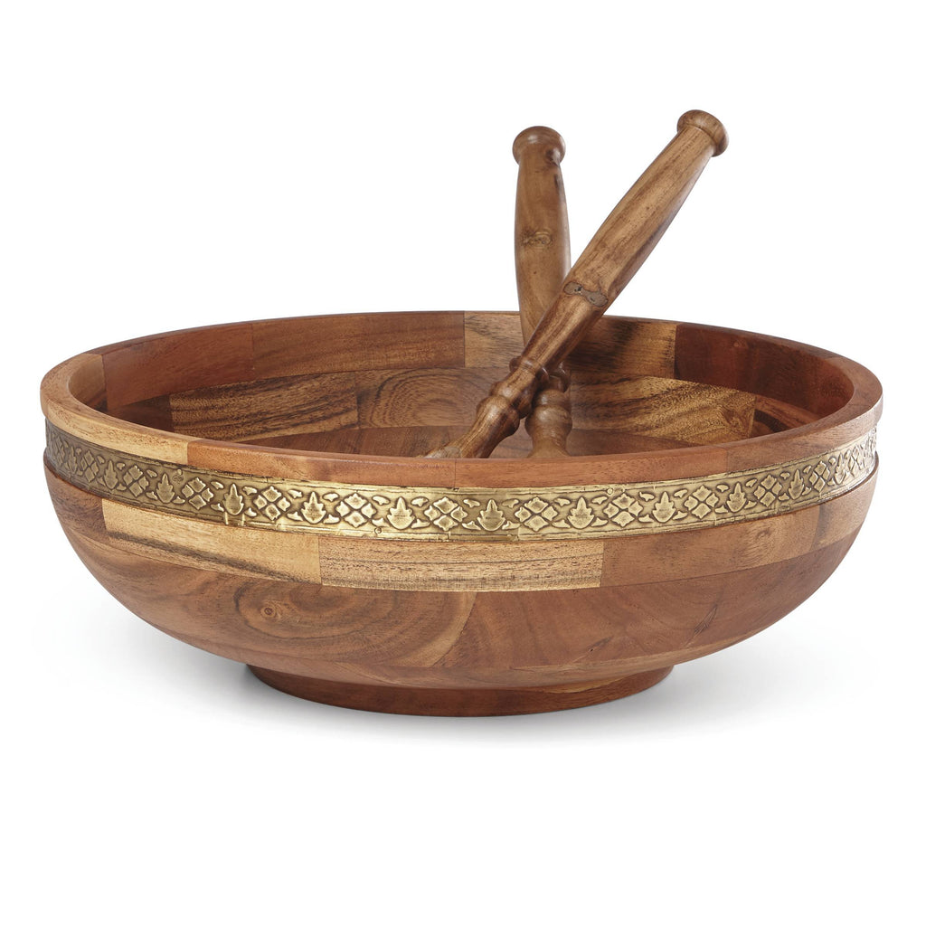 Global Tapestry Wood Salad Bowl with Server