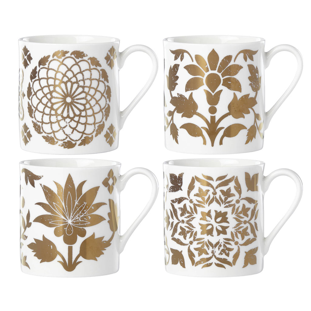 Global Tapestry Gold Dessert Mugs Set of 4