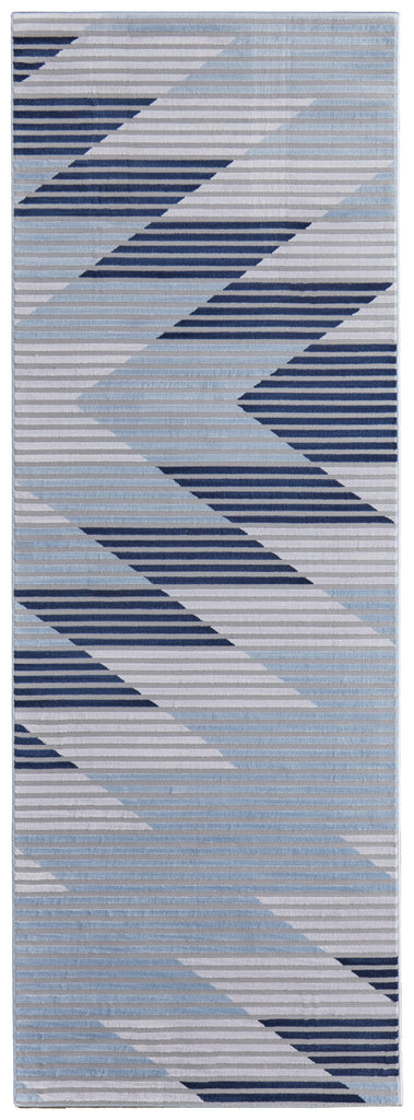 Marigold Modern Geometric Blue Gray White Area Rug (2'10" x 8')