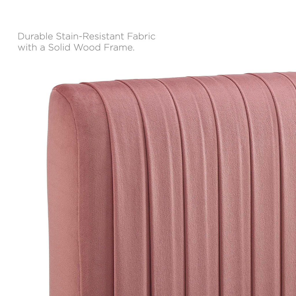 Peyton Performance Velvet Platform Bed - Dusty Rose