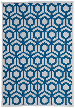 Saphir Mira Modern Geometric Blue Green White Area Rug (7'6" x 7'6" / Pattern 1)