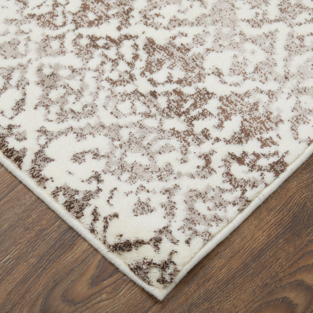 Azeri III Transitional Abstract Ivory Brown Taupe Area Rug (2'2" x 4')