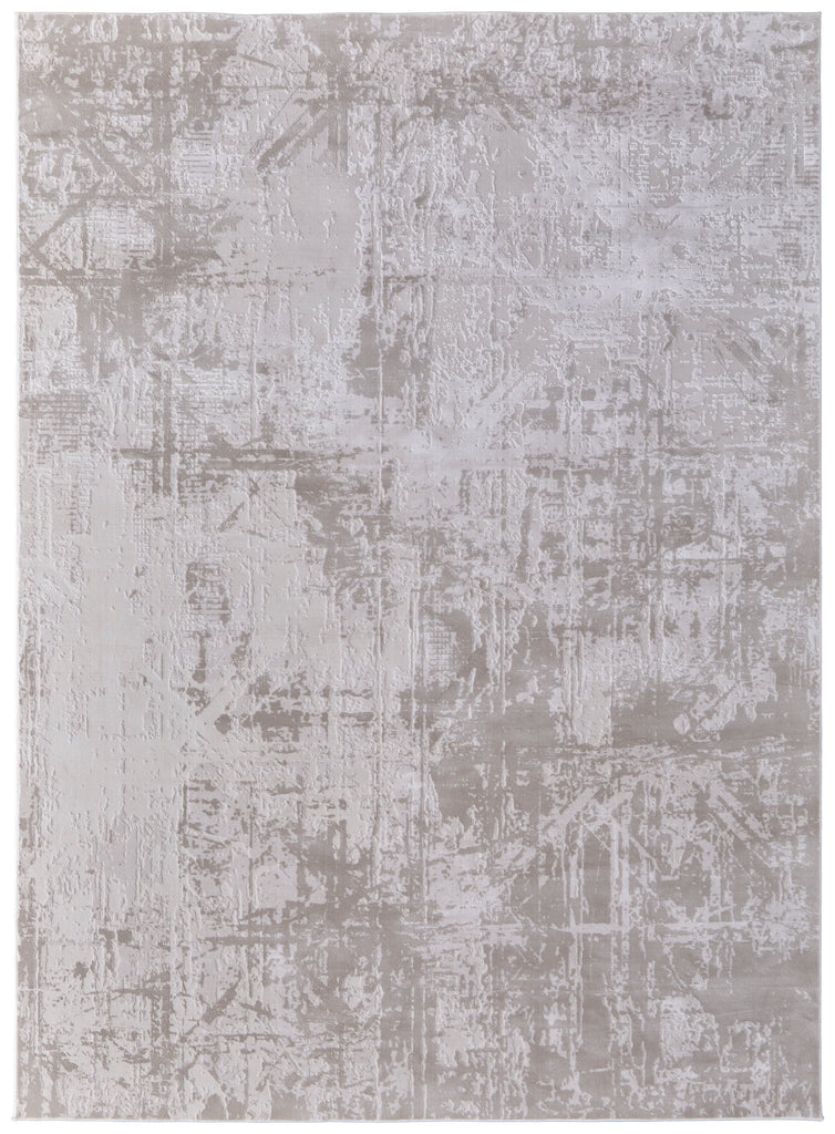 Prasad Modern Abstract Ivory Taupe Silver Area Rug (1'8" x 2'10")