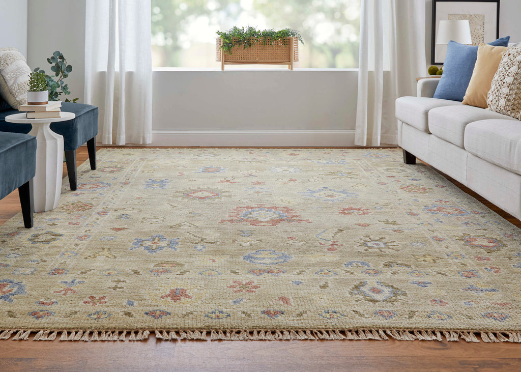 Fillmore Transitional Floral Botanical Brown Tan Blue Area Rug (12' x 15')