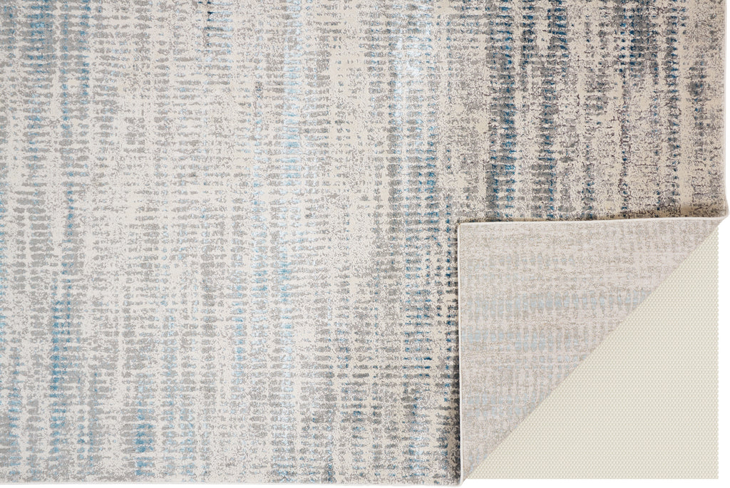 Azure Modern Abstract Blue Gray Ivory Area Rug (12' x 15')