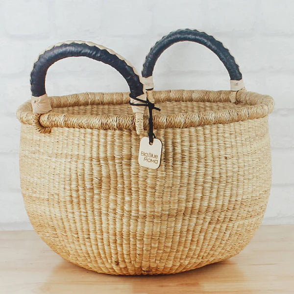 Bolga Baskets - Large Round Two Handle Natural Palette, Option A