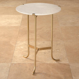 Plie Table, Brass/White Honed Marble