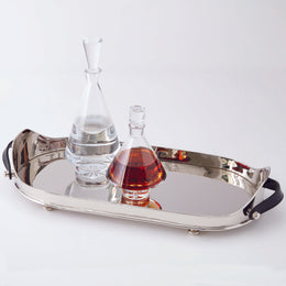 Drinks Tray with Leather Handles