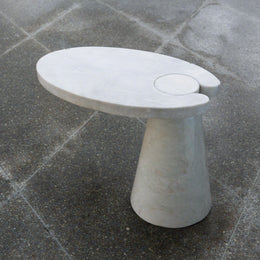 Cone Cantilever Table, White Marble