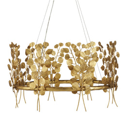 Golden Eucalyptus  Round Chandelier