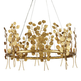 Golden Eucalyptus  Round Chandelier