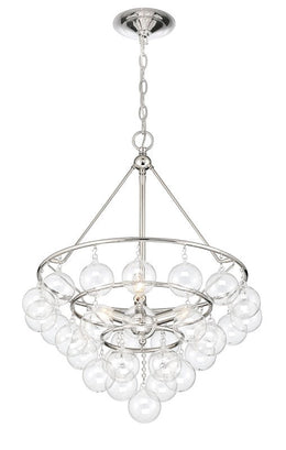 Isla 3-Light Nickel and Glass Contemporary Chandelier