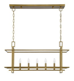 Ormand 5-Light Brass Linear Kitchen Island Pendant