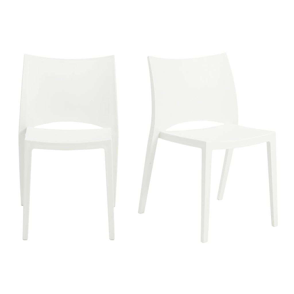 Leslie Stacking Side Chair - White,Set of 2