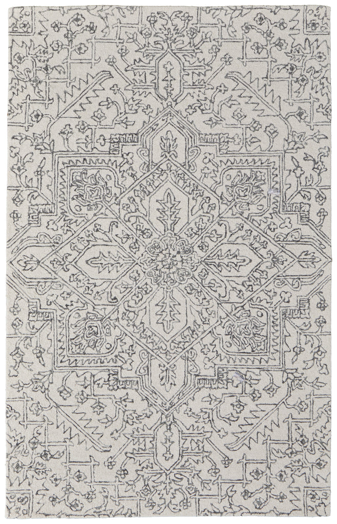 Belfort Transitional Medallion White Gray Area Rug (8' x 10')