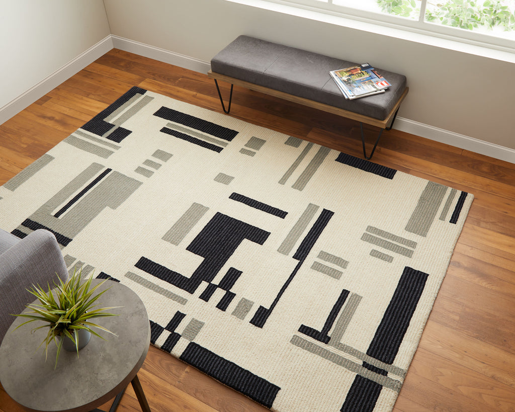 Maguire Transitional Abstract Ivory Taupe Area Rug (9' x 12')