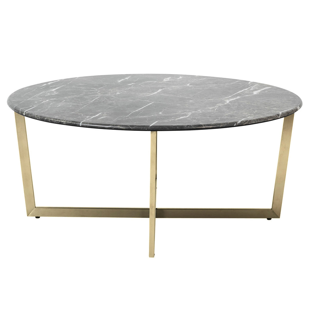 Llona 36" Round Coffee Table - Black,Matte Gold