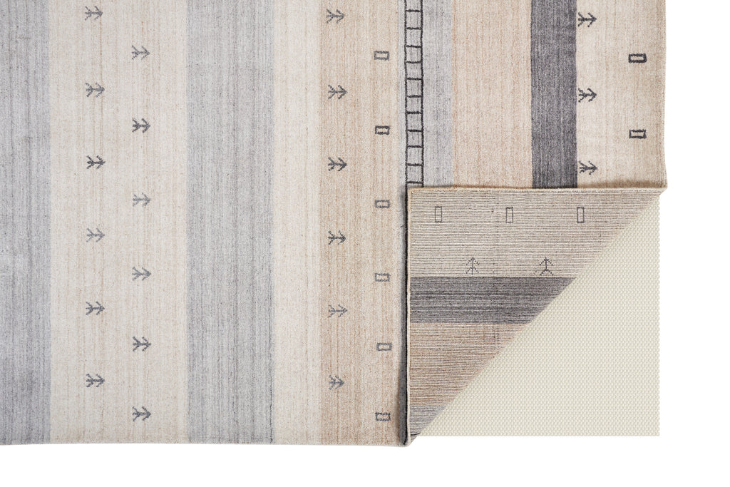 Legacy Transitional Stripes Ivory Tan Gray Area Rug (5'6" x 8'6")