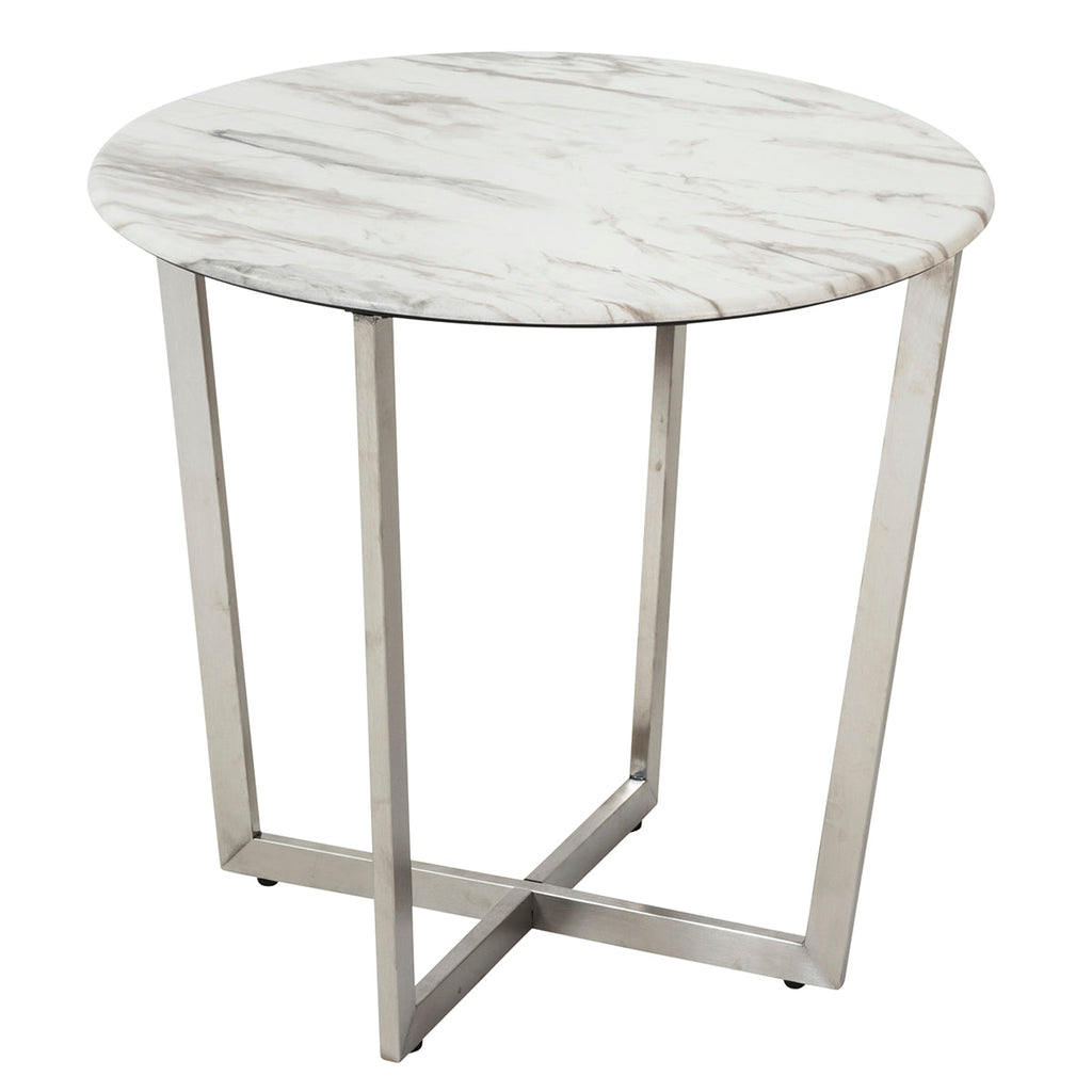 Llona 24" Round Side Table - White