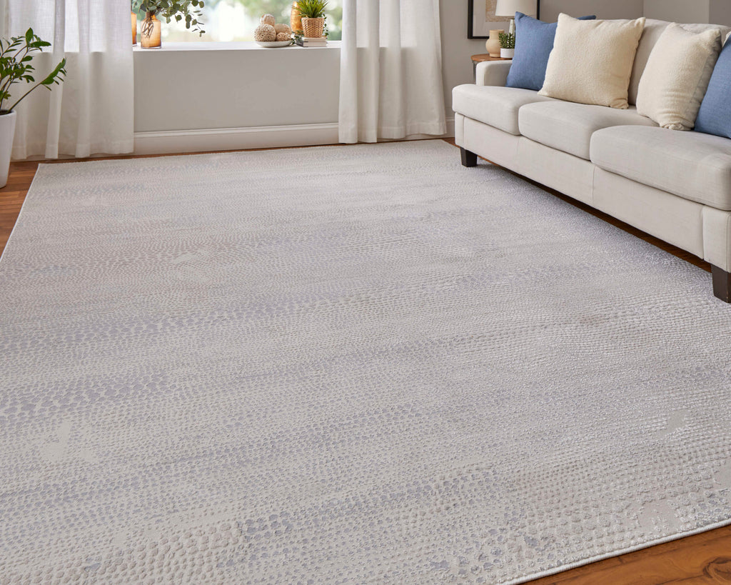 Prasad Modern Distressed Ivory Silver Gray Area Rug (5' x 8')