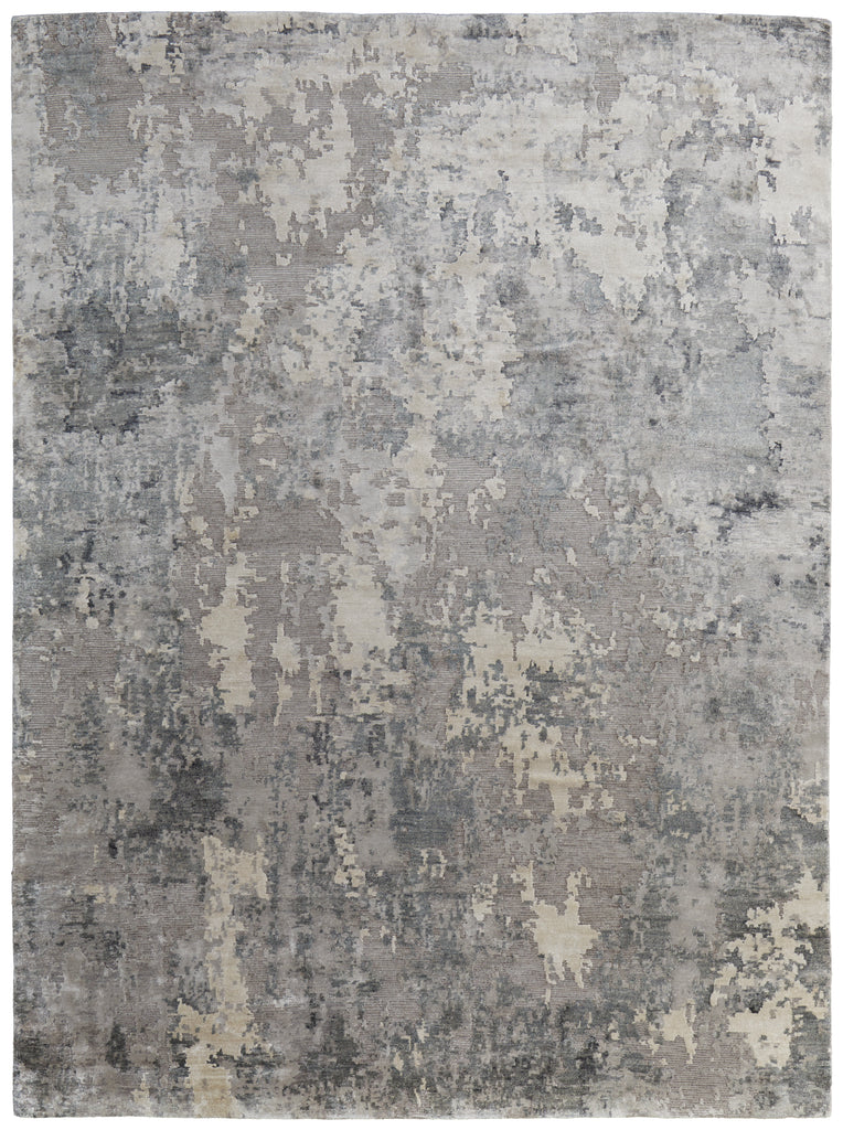 Gia Modern Distressed Gray Ivory Taupe Area Rug (5'6" x 8'6")