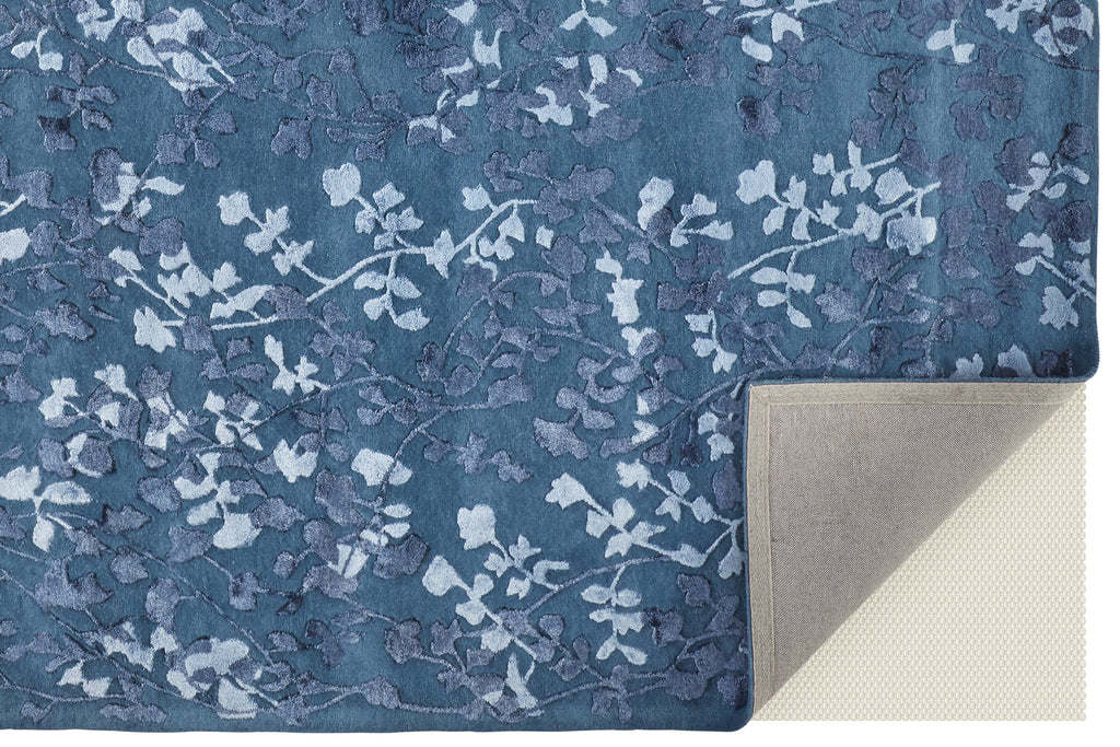 Bella Transitional Floral Botanical Blue Area Rug (2'6" x 8')