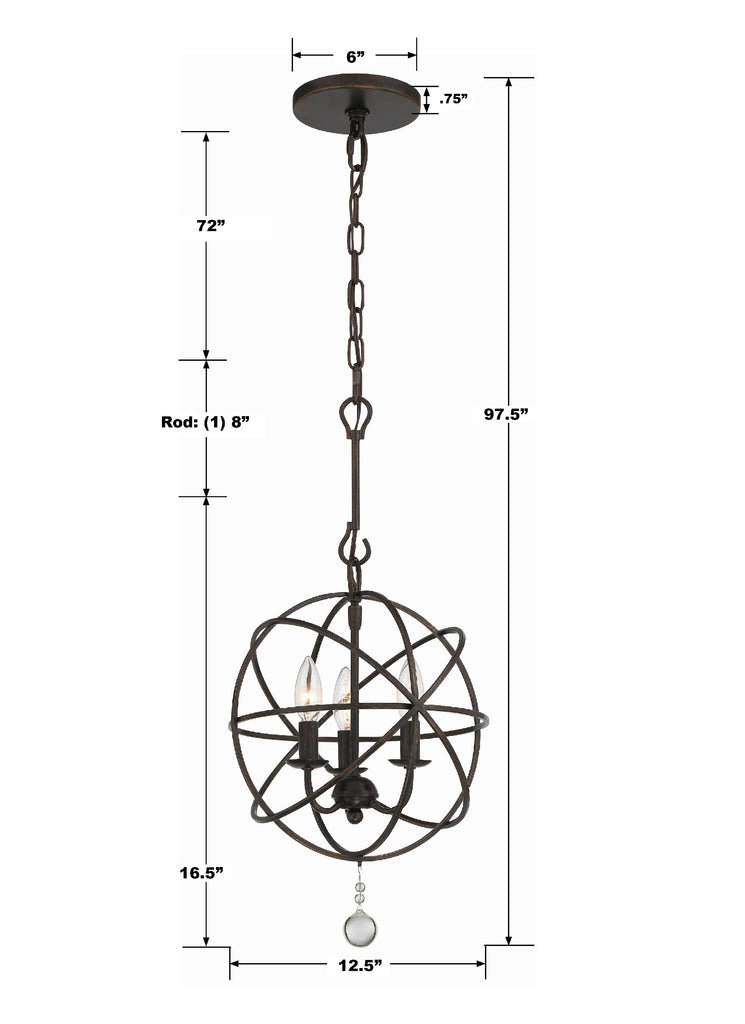 Solaris 3 Light Mini Chandelier